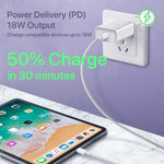 18W Fast Home Charger PD Type-C 6ft USB-C Cable Power Adapter