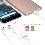 USB-C Headphone Adapter Earphone 3.5mm Jack Type-C Charger Port Splitter Mic Support