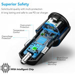 Quick Car Charger 36W 2-Port USB Cable Type-C PD Power Adapter