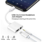 USB-C Headphone Adapter Earphone 3.5mm Jack Type-C Charger Port Splitter Mic Support