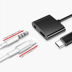 USB-C Headphone Adapter Earphone 3.5mm Jack Charger Port Splitter Mic Support