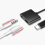 USB-C Headphone Adapter Earphone 3.5mm Jack Charger Port Splitter Mic Support