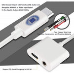 USB-C Headphone Adapter Earphone 3.5mm Jack Type-C Charger Port Splitter Mic Support
