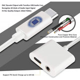 USB-C Headphone Adapter Earphone 3.5mm Jack Type-C Charger Port Splitter Mic Support