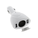 Fonus 2-Port White USB Car Charger Vehicle Power Adapter with Extra Socket
